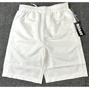 Boast Boys Large Blank Club Shorts White Braided Drawstring Activewear Tennis